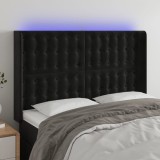 VidaXL Tăblie de pat cu LED, negru, 147x16x118/128 cm, catifea