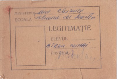 AMS - LEGITIMATIE DE ELEV - 1967 foto