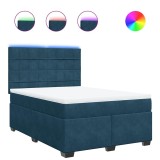 Cumpara ieftin Pat box spring cu saltea, albastru, 140x200 cm, catifea