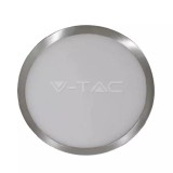 Plafoniera LED V-TAC Argintie 6W, 420lm, 3000K, Lumina Calda, Rotunda, Aluminiu, Interior, IP20