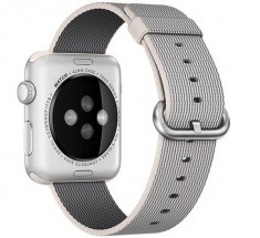 Curea iUni compatibila cu Apple Watch 1/2/3/4/5/6/7, 38mm, Nylon, Woven Strap, White/Gray foto