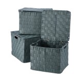 Cumpara ieftin Set 3 cutii depozitare cu capac polietilena verde 25 x 25 x 20 cm, 27 x 27 x 21 cm, 30 x 30 x 22 cm