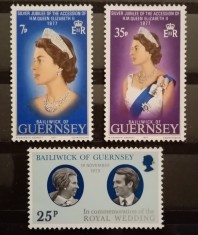 BC90, Guernsey 1973 si 1977, 2 serii Regina Elisabeta a II-a, printesa Anne