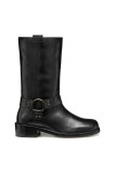 Geox cizme de piele D NALVIA culoarea negru, cu toc plat, D565QC 000FF C9999