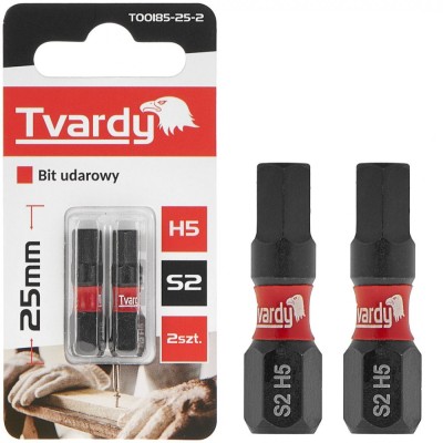 Set biti de impact H5, 25 mm S2, 2 bucati, Tvardy T00185-25-2 foto