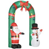 HOMCOM Arc gonflabil cu Moș Crăciun și om de zăpadă, iluminare LED, suflantă integrată, 198 x 80 x 245 cm | Aosom Romania