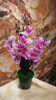 Orhidee artificială roz &amp;icirc;n ghiveci 40 cm foto