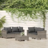 Cumpara ieftin Set mobilier de grădină cu perne, 5 piese, gri, poliratan