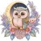 Sticker decorativ, Bufnita, Multicolor, 60 cm, 1296STK-4