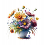 Sticker decorativ Vaza de Flori, Multicolor, 58 cm, 3604ST