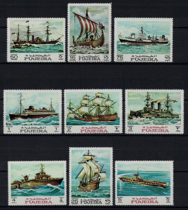 FUJEIRA 1968 - Nave, istoria navigatiei/ serie completa MNH