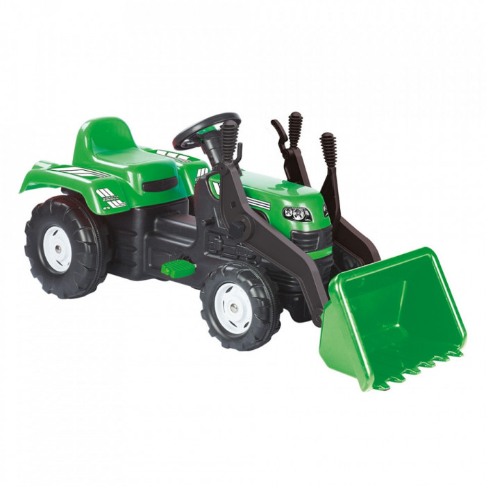 Tractor - excavator cu pedale, Verde, 52x110x45 cm - Dolu