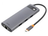 Hub USB gri cu 8 porturi, Baseus