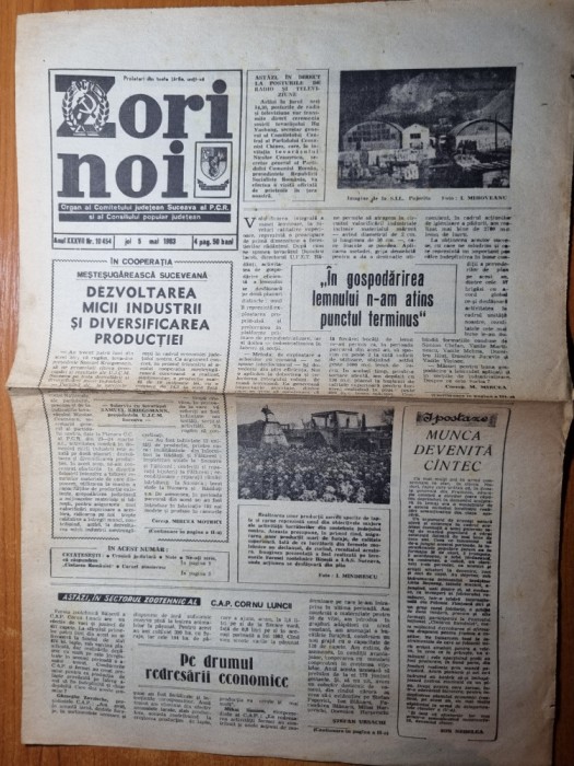 ziarul zori noi 5 mai 1983 -ziar al consiliului judetean suceava