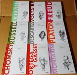 9 vol. din colectia &bdquo;Descopera filosofia&rdquo; (Comsky, Ortega y Gasset, Montaigne, Platon, Freud, Bertrand Russell, Arendt, Descartes, Voltaire) - Litera
