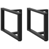 VidaXL Picioare pentru măsuță de cafea &icirc;n formă de T, 2 buc., negru, 60x25x(42-43) cm, oțel