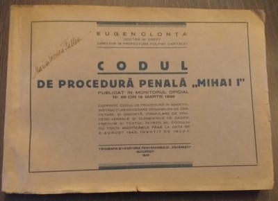 CODUL DE PROCEDURA PENALA MIHAI I - EUGEN CLONTA foto