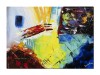 Tablou abstract pictat manual, Fantezie in abstract, 70x50cm ulei pe panza in cutit cu efect 3D