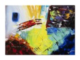 Cumpara ieftin Tablou abstract pictat manual, Fantezie in abstract, 70x50cm ulei pe panza in cutit cu efect 3D