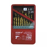 Set de burghie pentru metal hss+cobalt+tin, 25buc, 135&deg;