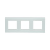 Rama tripla din sticla alba pentru priza si intrerupator 228x86x10mm