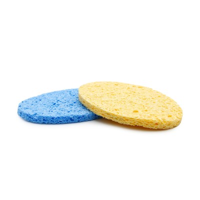 Set 2 bureti curatare fata, oval, albastru/galben foto
