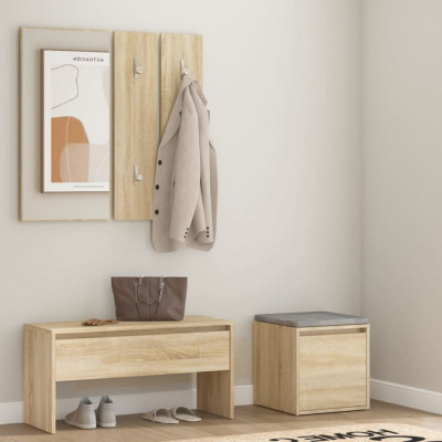 vidaXL Set de mobilier pentru hol, stejar sonoma, lemn prelucrat foto