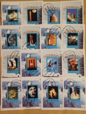 AJMAN, SPACE - 16 COLIȚE ȘTAMPILATE