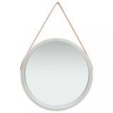 Oglindă de perete cu o curea, 60 cm, argintiu