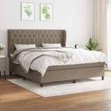 VidaXL Pat box spring cu saltea, gri taupe, 160x200 cm material textil 3128217