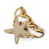 Cumpara ieftin Clema par eleganta aurie cu stea decorativa si cristale stralucitoare, perle albe, prindere puternica, arc metalic rezistent