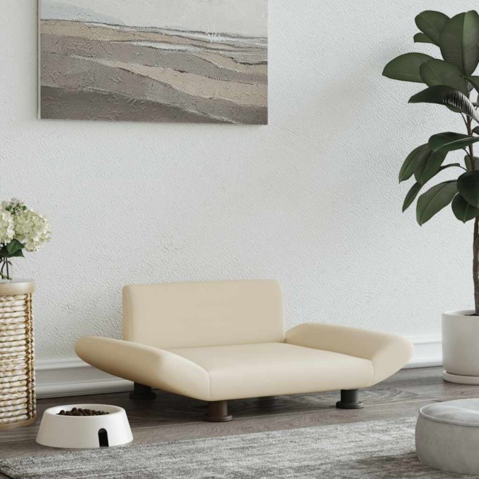 Pat de c&acirc;ini, crem, 70x45x28 cm, material textil