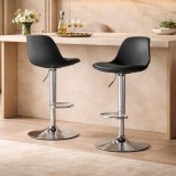Set 2 scaune de bucatarie/bar, Artool, Hoga, rotativ, PP negru, picior metal argintiu, 38x40x81-102 cm GartenVIP DiyLine