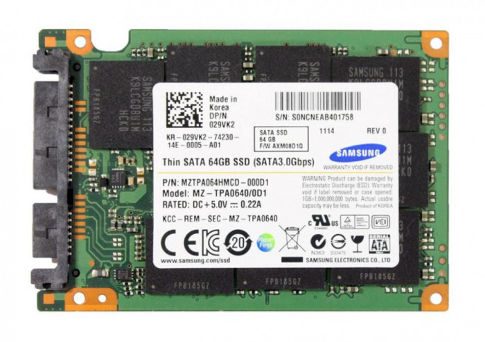 Hard disk laptop DELL SSD 64GB 3Gb/s 1.8&quot; DP/N 29VK2