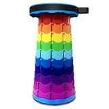 Scaun Camping Pliabil Portabil Telescopic, Inaltime Reglabila, Plastic Dur, Negru/Rosu, 45cm