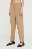 Bruuns Bazaar pantaloni CindySus Dagny pants femei, culoarea bej, mulata, high waist, BBW2393