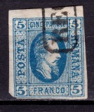 Cumpara ieftin ✅ RO 1865 ,LP 16 ,&quot;Al.-Ioan Cuza in oval &quot;, 5 par albastru , mici defecte, stampila RECOMANDAT