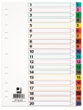 Index carton Q-Connect A4 numerotat 1-20 alb margine color 170g/mp