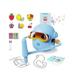 Robot inteligent de desenat pentru copii cu 100 de cartonase ilustrate de desenat - albastru