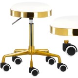 Taburetă cosmetologică rotundă hocker scaun pentru frizerie marca Calissimo de culoare albă