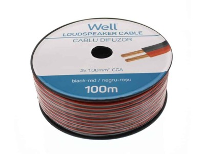 Cablu difuzor rosu/negru 2x1 mmp CCA Well LSP-CCA1.00BR-100-WL foto
