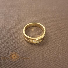Inel clasic femei placat 14k cu zirconia fin - latime 6mm