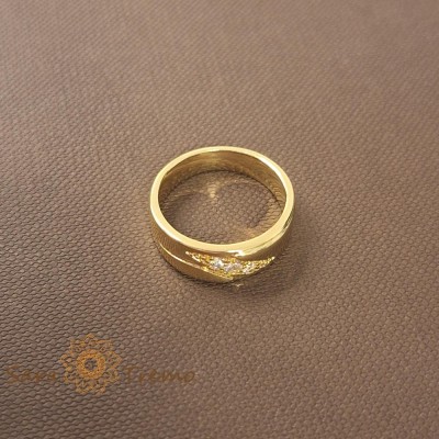 Inel clasic femei placat 14k cu zirconia fin - latime 6mm foto