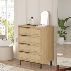 Comoda Kv&amp;aelig;nangen 95x75x44,5cm stejar efect ratan negru [en.casa] HausGarden Leisure foto