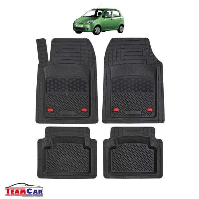 Covorase Auto TeamCar&reg; Tip Tavita Compatibile Chevrolet Spark M200 (2005&ndash;2010) Negru Material Rezistent