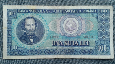 100 lei 1966 Romania / Nicolae Balcescu / seria 230231 foto