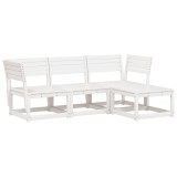 Set mobilier relaxare de gradina, 4 piese, alb, lemn masiv pin