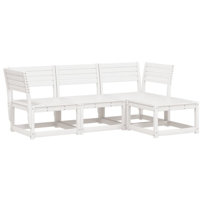 Set mobilier relaxare de gradina, 4 piese, alb, lemn masiv pin