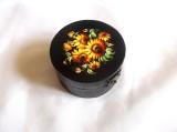 Cutie Lemn Rotunda Decorata Floarea Soarelui, Decupaj, 9cm, Bijuterii, Accesorii
