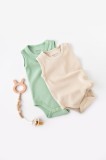 Cumpara ieftin Set 2 body-uri fara maneci bebe unisex -100% bumbac organic - Mint/Stone, BabyCosy (Marime: 9-12 luni)